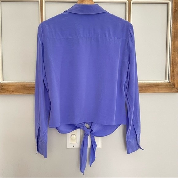 antonio melani silk button up shirt tie front purple size xs - Picture 2 of 6